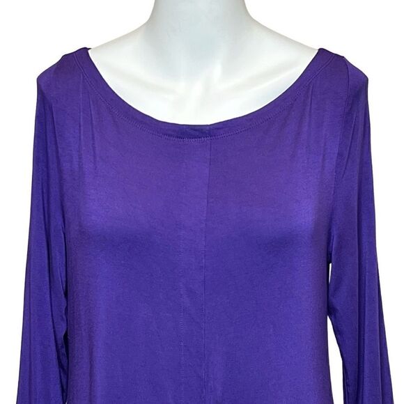 Soft Surroundings purple 3/4 sleeve shark bite tunic top size M - Picture 3 of 14